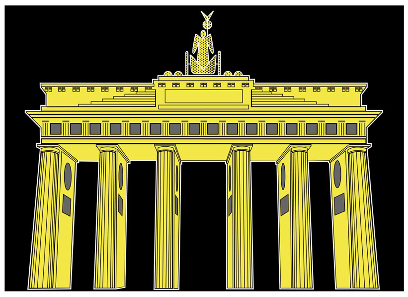 Stilisierte Grafik. Brandenburger Tor Gesamtansicht. Für Details anklicken.