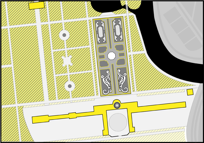 Stilisierte Grafik. Schloss Charlottenburg: Ansicht von oben